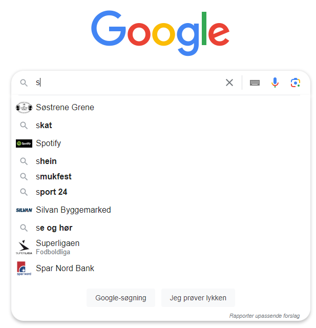 Google Suggest Eksempel