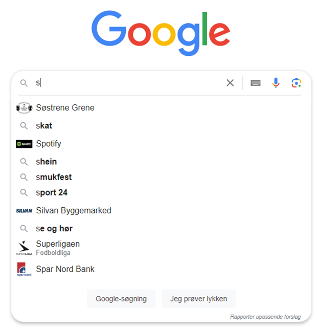 Google Suggest Eksempel