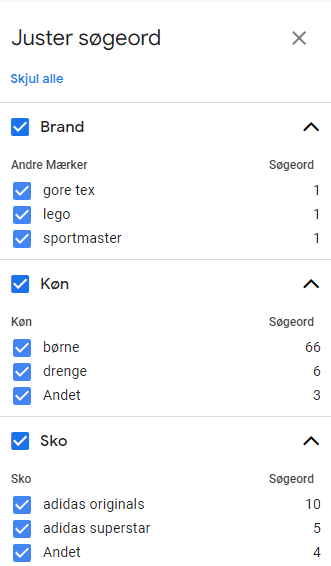 Juster Soegeord Eksempel